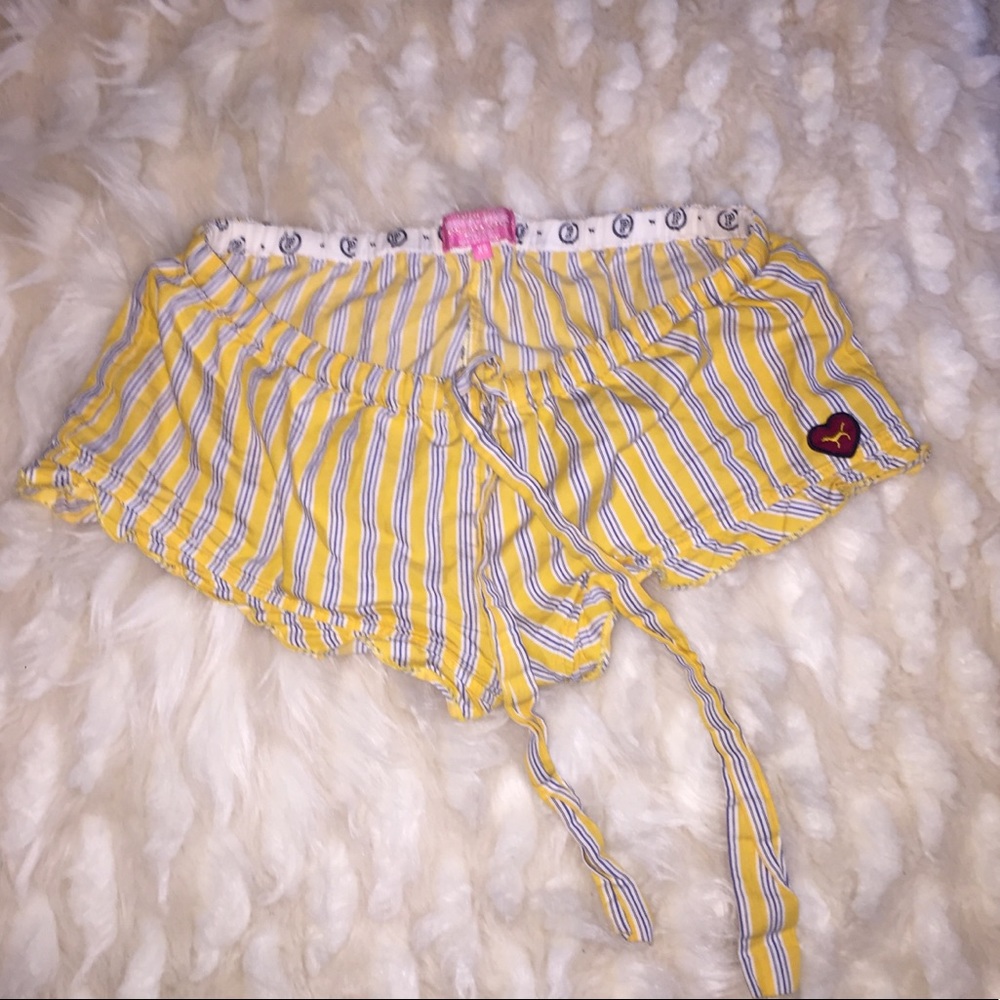 VS UNIV PINK PJ Striped Shorts w Drawstring